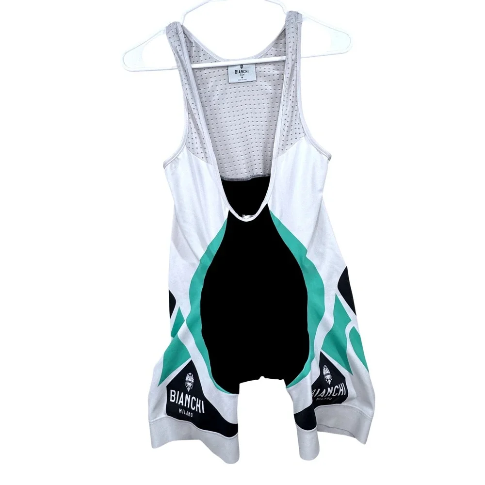 Bianchi Milano Cycling Bib Shorts Small White Padded Butt Italy Biking